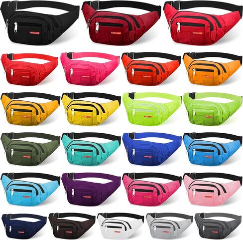 Silkfly 24 Pcs Fanny Pack Crossbody Bulk 14 Inch Plus Size Waterproof Waist Bags Traveling Running Sport Exercise Waist Pack with Adjustable Belt for Women Men Outdoor Running Rave Party, 24 Colors in Saudi Arabia