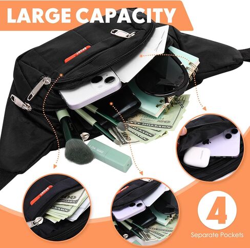 Silkfly 24 Pcs Fanny Pack Crossbody Bulk 14 Inch Plus Size Waterproof Waist Bags Traveling Running Sport Exercise Waist Pack with Adjustable Belt for Women Men Outdoor Running Rave Party, 24 Colors in Saudi Arabia