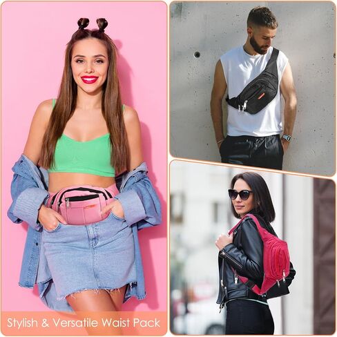 Silkfly 24 Pcs Fanny Pack Crossbody Bulk 14 Inch Plus Size Waterproof Waist Bags Traveling Running Sport Exercise Waist Pack with Adjustable Belt for Women Men Outdoor Running Rave Party, 24 Colors in Saudi Arabia