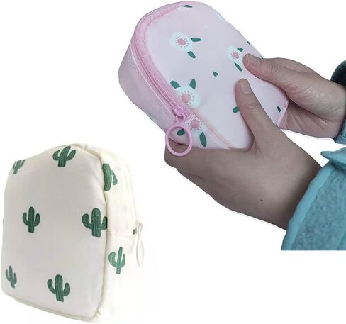 حقيبة تخزين المناديل الصحية، حامل سدادة للمحفظة، حقيبة الحيض للفتيات، حقيبة حامل الفوط لفترة النساء، حقيبة الفترة الأولى من النايلون المضغوط للحيض - عبوتان in Kuwait