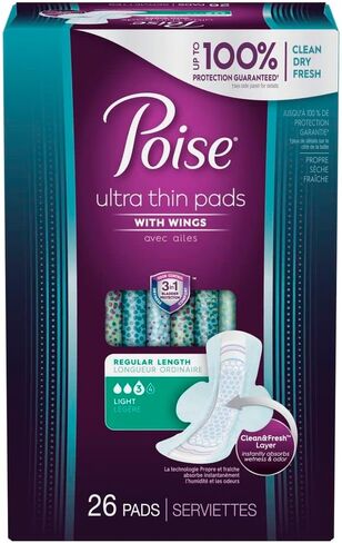 بويز, وسادات رفيعة للغاية لسلس البول مع اجنحة خفيفة الامتصاص للتحكم في المثانة، 26 قطعة in Kuwait