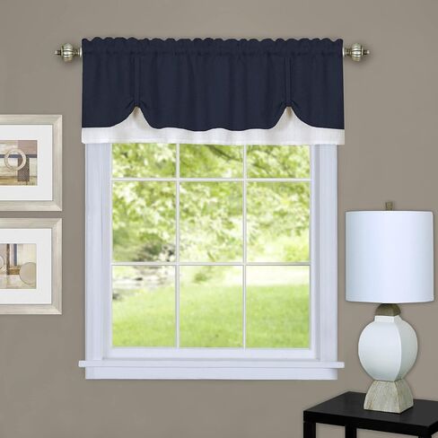 Soft Window Darcy Curtain Valance, Black & White - 58 Inch Width, 14 Inch Length, 1.5 Inch Rod Pocket, Light Filtering - for Kitchen and Bathroom by Achim Home Decor in Saudi Arabia