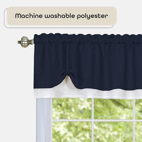 Soft Window Darcy Curtain Valance, Black & White - 58 Inch Width, 14 Inch Length, 1.5 Inch Rod Pocket, Light Filtering - for Kitchen and Bathroom by Achim Home Decor in Saudi Arabia