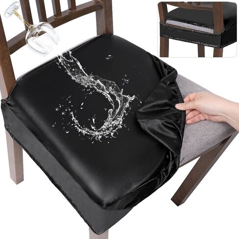 مجموعة أغطية مقاعد الطعام من NIBESSER مكونة من 4 قطع، أغطية كراسي ناعمة قابلة للإزالة وقابلة للغسل لغرفة الطعام، أغطية وسائد المقعد الواقية لكراسي المطبخ بدون ذراع (بدون خلفية، بني) in Kuwait