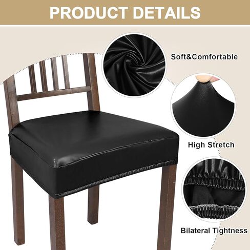 مجموعة أغطية مقاعد الطعام من NIBESSER مكونة من 4 قطع، أغطية كراسي ناعمة قابلة للإزالة وقابلة للغسل لغرفة الطعام، أغطية وسائد المقعد الواقية لكراسي المطبخ بدون ذراع (بدون خلفية، بني) in Kuwait