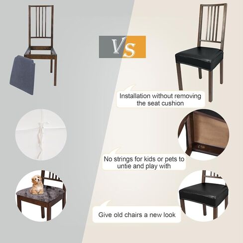 مجموعة أغطية مقاعد الطعام من NIBESSER مكونة من 4 قطع، أغطية كراسي ناعمة قابلة للإزالة وقابلة للغسل لغرفة الطعام، أغطية وسائد المقعد الواقية لكراسي المطبخ بدون ذراع (بدون خلفية، بني) in Kuwait