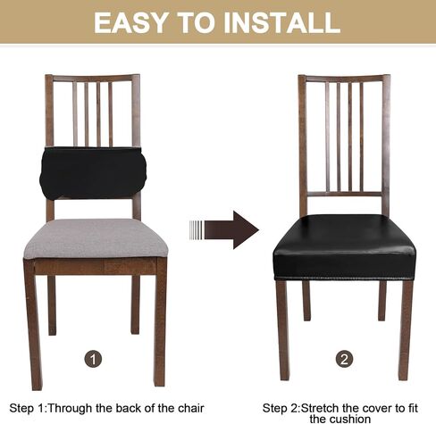 مجموعة أغطية مقاعد الطعام من NIBESSER مكونة من 4 قطع، أغطية كراسي ناعمة قابلة للإزالة وقابلة للغسل لغرفة الطعام، أغطية وسائد المقعد الواقية لكراسي المطبخ بدون ذراع (بدون خلفية، بني) in Kuwait