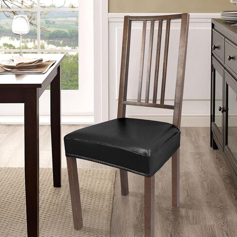 مجموعة أغطية مقاعد الطعام من NIBESSER مكونة من 4 قطع، أغطية كراسي ناعمة قابلة للإزالة وقابلة للغسل لغرفة الطعام، أغطية وسائد المقعد الواقية لكراسي المطبخ بدون ذراع (بدون خلفية، بني) in Kuwait