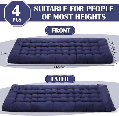 Soaoo 4 Pcs Outdoor Camping Cot Pads Mattress Folding Comfortable Cot Mattress Portable Sleeping Pad Thicker Cotton Cot Pad for Traveling Hiking Outdoor Indoor Use (Navy Blue) in Saudi Arabia