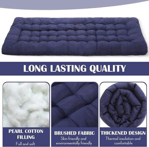 Soaoo 4 Pcs Outdoor Camping Cot Pads Mattress Folding Comfortable Cot Mattress Portable Sleeping Pad Thicker Cotton Cot Pad for Traveling Hiking Outdoor Indoor Use (Navy Blue) in Saudi Arabia