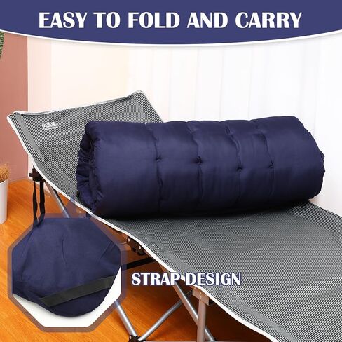Soaoo 4 Pcs Outdoor Camping Cot Pads Mattress Folding Comfortable Cot Mattress Portable Sleeping Pad Thicker Cotton Cot Pad for Traveling Hiking Outdoor Indoor Use (Navy Blue) in Saudi Arabia