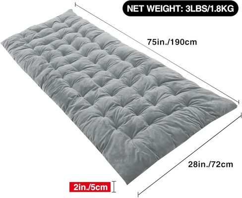 Stonehomy 2-3 Inches Thicker Comfortable Cotton Sleeping Cot Pad Mattress, Navy Blue/Gray/Brown in Kuwait
