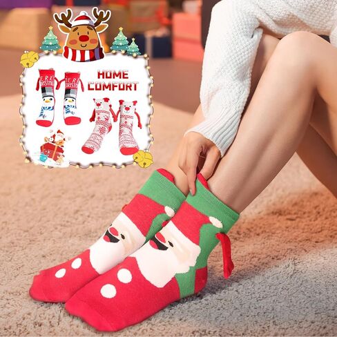 Hand in Hand Socks Christmas Socks, 3 Pairs Magnetic Socks Hand Hold Friend Socks Funny 3D Doll Couple Socks, Magnet Holding Hands Socks Hand Holding Socks in Kuwait