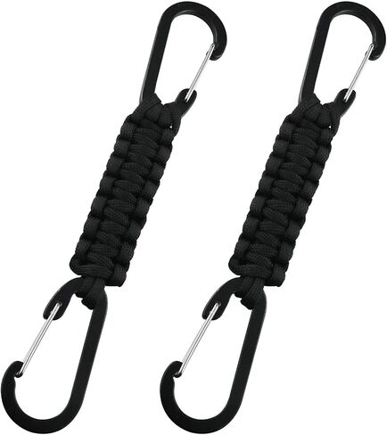 ZZLZX Paracord Keychain 2PCS Black Braided Paracord Lanyard Clips with Chain Hooks for Keys Paracord, Keychain Clip, Water Bottle Keys Backpack Tools, Black, 18cm in Saudi Arabia