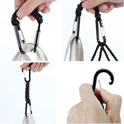 ZZLZX Paracord Keychain 2PCS Black Braided Paracord Lanyard Clips with Chain Hooks for Keys Paracord, Keychain Clip, Water Bottle Keys Backpack Tools, Black, 18cm in Saudi Arabia