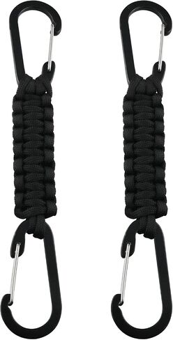ZZLZX Paracord Keychain 2PCS Black Braided Paracord Lanyard Clips with Chain Hooks for Keys Paracord, Keychain Clip, Water Bottle Keys Backpack Tools, Black, 18cm in Saudi Arabia