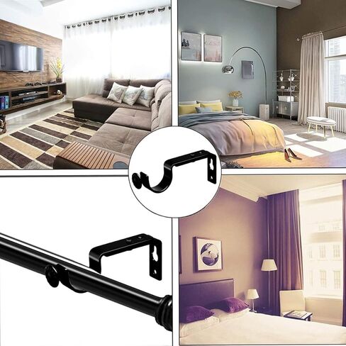 أقواس قضيب الستارة شديدة التحمل وقابلة للتعديل حامل قضيب روماني قابل للتمديد خطاطيف قضيب الستارة شماعات ستائر لقضيب ستارة 1 بوصة (قضيب مزدوج أبيض - 4 قطع) in Kuwait