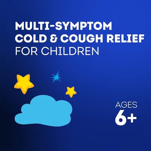 Vicks NyQuil Children's, Nighttime Cold & Cough Multi-Symptom Relief, Relieves Sneezing, Runny Nose, Cough, Berry Flavor, 8 Fl Oz in Kuwait