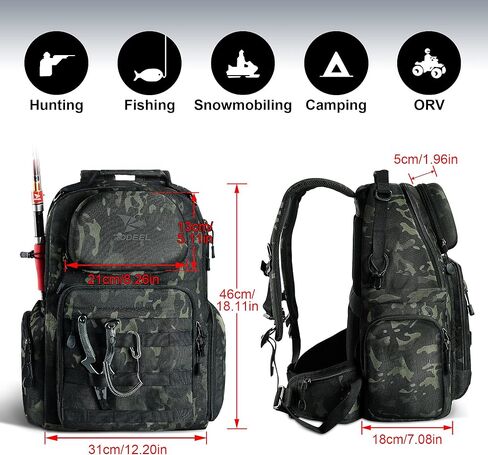 حقيبة ظهر كبيرة للتخزين من Rodeel، حقيبة ظهر لصيد الأسماك والمشي لمسافات طويلة، حقائب صيد مقاومة للمياه المالحة in Kuwait
