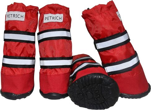 Dog Shoes, URBEST Waterproof Dog Boots, Christmas Warm Lining Nonslip Rubber Sole for Snow Winter (L, Red) in Kuwait