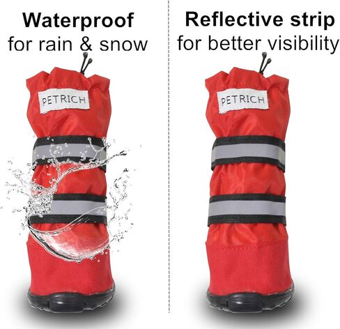 Dog Shoes, URBEST Waterproof Dog Boots, Christmas Warm Lining Nonslip Rubber Sole for Snow Winter (L, Red) in Kuwait