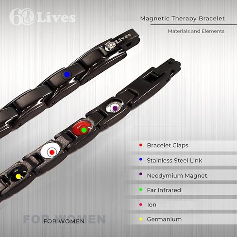60LIVES سوار العلاج المغناطيسي للنساء. يساعد في علاج الإجهاد الصحي والتهاب المفاصل والألم. طاقة قوية مدعومة بالعناصر الطبيعية. in Kuwait