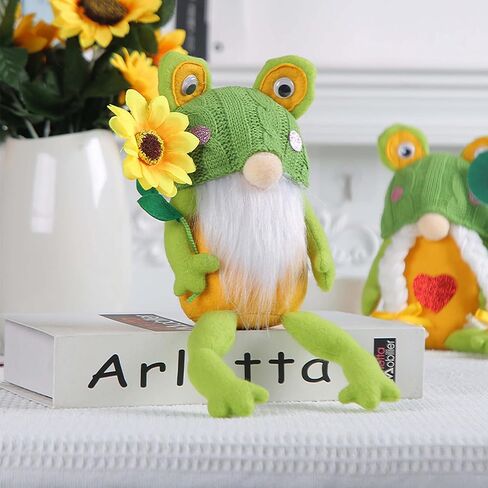 2PCS الضفدع التماثيل القطيفة الزينة، مزرعة التماثيل الزينة للمنزل، الدول الاسكندنافية جنوم صينية الطبقات ديكور عباد الشمس لديكور المطبخ، هدايا جنوم للنساء، السويدية نيس تومتي المنزل Oranment in Kuwait