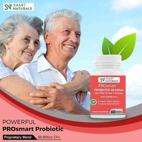 Pro Smart Probiotics 60 Billion Maktrek® Bi-Pass Technology Daily Probiotic Supplement for Healthy Digestion, Strong Immunity, 60 Capsules in Saudi Arabia