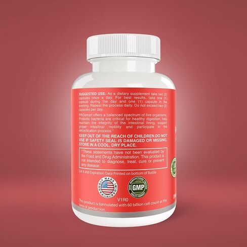 Pro Smart Probiotics 60 Billion Maktrek® Bi-Pass Technology Daily Probiotic Supplement for Healthy Digestion, Strong Immunity, 60 Capsules in Saudi Arabia