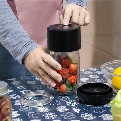 طقم سدادة جرة ماسون الكهربائية لبرطمانات ميسون ذات الفم العريض والبرطمانات ذات الفم العادي، آلة إغلاق مفرغة لتخزين الطعام وحفظه، تحتوي على فتاحة علب وأغطية جرة عادية وواسعة الفم in Kuwait