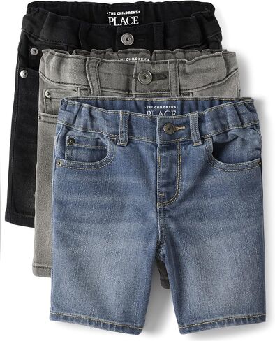 The Children's Place,And Toddler Boys Stretch Denim Shorts,Baby-Boys,Black/Grey/Blue 3 Pack,2T in Saudi Arabia