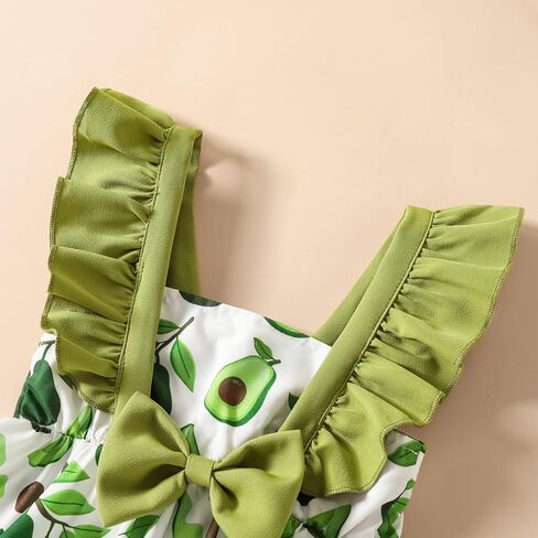 Amberetech Toddler Baby Girls Summer Dress Watermelon Printed Skirt Ruffle Sling Floral Princess Sundress in Kuwait