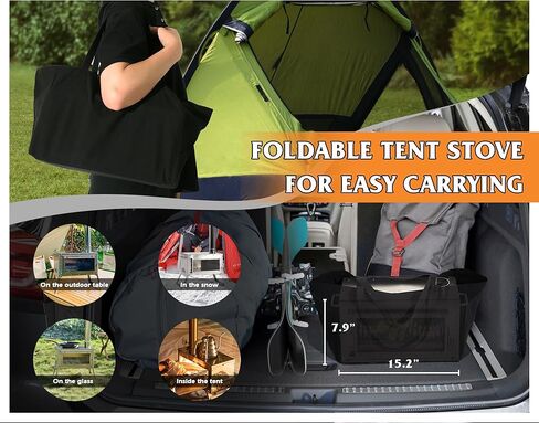 موقد خيمة LEISU محمول لحرق الخشب في الهواء الطلق مع أنبوب مدخنة للتخييم الشتوي، والصيد، والطبخ، والمشي لمسافات طويلة، وصيد الأسماك، وحقائب الظهر (الفولاذ المقاوم للصدأ) in Kuwait