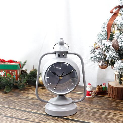 NEWIMAGE ساعة معدنية لغرفة النوم 12.5 "H ساعة مكتب ساعة المطبخ الحديثة مع مرآة المؤخر لغرفة المعيشة بجانب السرير غرفة نوم مكتب سطح المكتب كونترتوب (رمادي) in Kuwait