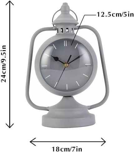 NEWIMAGE ساعة معدنية لغرفة النوم 12.5 "H ساعة مكتب ساعة المطبخ الحديثة مع مرآة المؤخر لغرفة المعيشة بجانب السرير غرفة نوم مكتب سطح المكتب كونترتوب (رمادي) in Kuwait