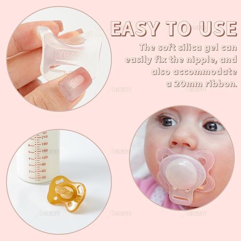 AUEAR, 10 Pack Silicone Pacifier Adapter Rings Baby Pacifier Holder Button Style 10 Colors in Kuwait