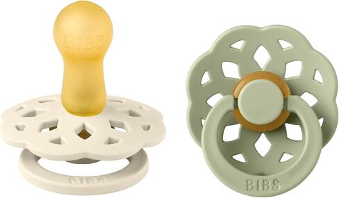Bibs Boheme Natural Rubber Latex Round Pacifier Size 2-6-18M 2-Pack - Ivory/Sage in Saudi Arabia
