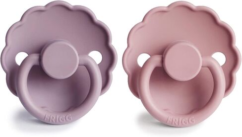 FRIGG Daisy SilkySoft Silicone Baby Pacifier | Made in Denmark | BPA-Free (Baby Pink/Soft Lilac, 6-18 Months) in Saudi Arabia