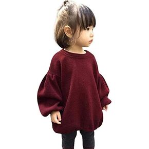 سترة محبوكة بأكمام فقاعية فضفاضة للفتيات الصغيرات الصغار ملابس خريف وشتاء in Kuwait