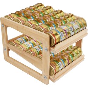 منظم طعام القطط من YeeBeny، رف تخزين طعام القطط الرطب، رف تخزين طعام القطط الرطب المعلب، حامل علب طعام القطط يحمل 48 علبة سعة 5.5 أونصة من علب القطط (طبقتين خشبيتين) in Kuwait