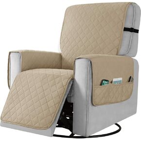 TOYABR Recliner Sofa Cover Reversible Large Recliner Chair Cover with Elastic Adjustable Strap Fitted Seat Width Up to 28 Inches Great for Home with Pets and Kids(Large,Navy)