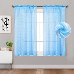 مجموعة توني ستائر شفافة بيضاء مقاس 84 بوصة طويلة شفافة لغرفة الفتيات وغرفة الأطفال ستارة فوال شفافة مكونة من لوحتين لغرفة النوم وجيب نافذة ستائر (52 × 84 بوصة، أبيض مربع، لوحتان) in Kuwait