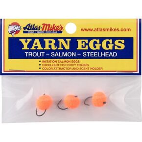 Atlas Mike's Yarn Salmon Fishing Bait Holder Eggs (Pack of 4), Orange