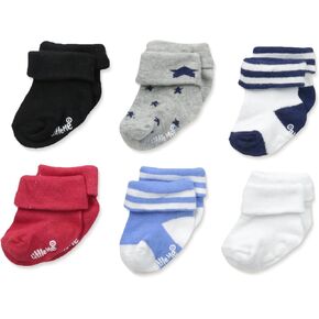 Little Me Baby Boys 6 Pack Socks, Thick Cotton Rich Terry Cloth Turn Cuff Socks For Newborn Infant Toddler, Assorted