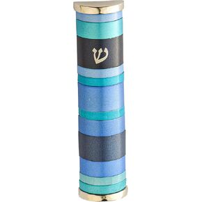 Yair Emanuel Mezuzah Case for Door | Anodized Colourful Aluminum Judaica Gift (Blue MZP-2) in Kuwait