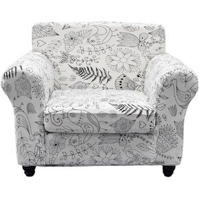 HAOYONG Couch Chair Cover 2 Pieces Printed Armchair Slipcovers Stretch Spandex Slipcover Couch Cover 1 Seater Chair Slip Cover Soft Furniture Slipcover with Elastic Bottom for Living Room