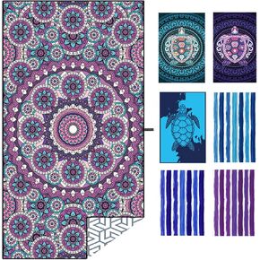 ARTHMOM Quick Dry Sand Free Microfiber Beach Towel for Adults, 71''x40'' Oversized Super Absorbent Lightweight Camping Towel for Traveling Swimming Sports (Purple Turtle) in Saudi Arabia
