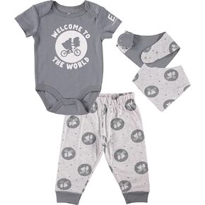 Happy Threads E.T. the Extra-Terrestrial Boys Infant Short Sleeve One Piece Bodysuit Jogging Pants and Bandana Scarf Bib in Kuwait