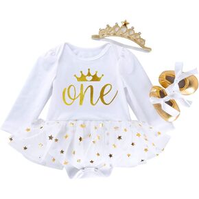 Marlegard Baby Girls' 3PCs 1st 2nd Birthday Bling Stars Tutu Dress Crown Bow Headband in Kuwait
