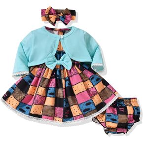 fioukiay Baby Girl Halloween Dress and Cardigan Set Infant Girl Bowknot Dresses Outfit Set Clothes With Diaper Cover in Kuwait